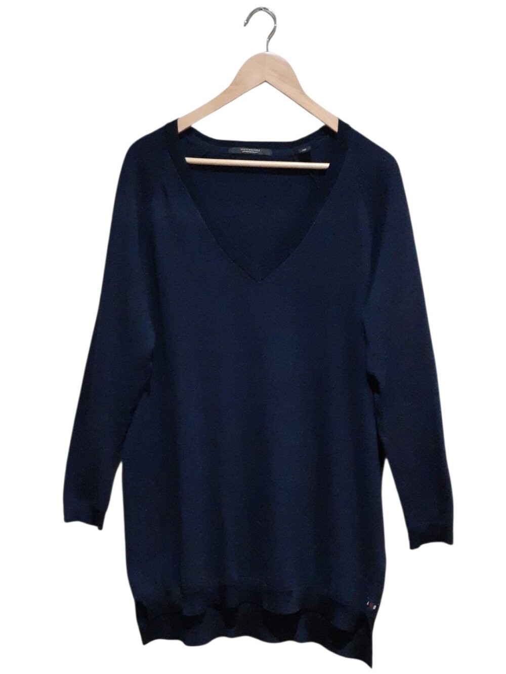Scotch & Soda Amsterdams Blauw Men's V-Neck Sweater Dark Blue Size Large